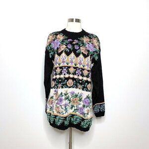 Vintage BY DESIGN Sweater Women's Medium Floral Knit